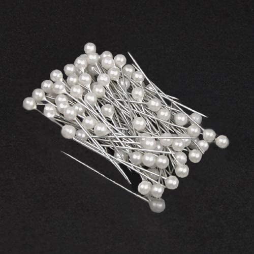 100pcs White Round Pearl Headed Pins Buttonholes Corsages Bridal Floral Craft 